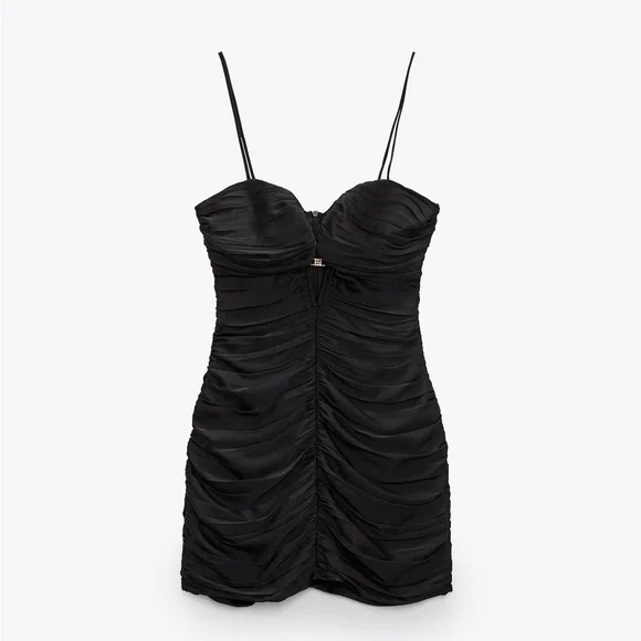 🇺🇸NWT ZARA DRAPED MINI DRESS - Picture 6 of 8